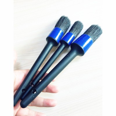 Customize Black Pig Hog Hair Brush For Cleaning Car Interior Emblems Wheel Hub Rim Cleaner Tool Brushes Set